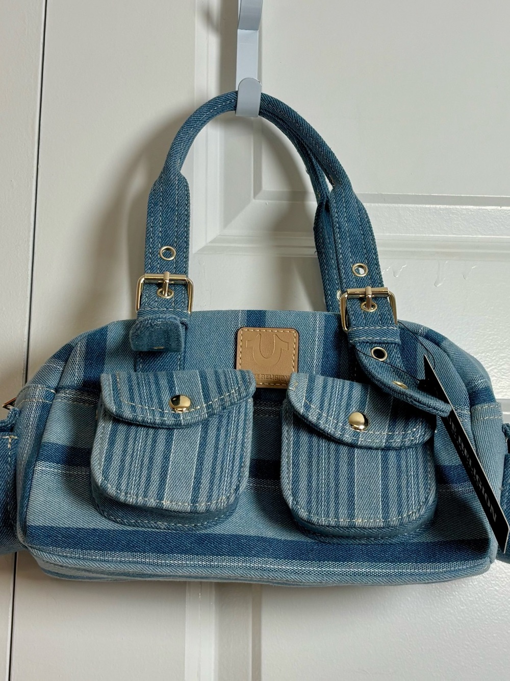 True Religion Multi Stripe Soft Satchel Handbag - Picture 6 of 7